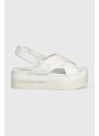 Sandály Calvin Klein Jeans FLATFORM SANDAL SLING IN MR dámské, bílá barva, na platformě, YW0YW01362