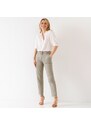 Blancheporte Rovné kalhoty s páskem na kovovou sponu, tvilové khaki 40