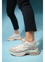 LuviShoes BUREN Women's Beige Thick Sole Sports Sneakers