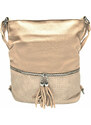 Bella Belly Střední světle hnědý kabelko-batoh 2v1 s třásněmi