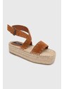Semišové sandály Pepe Jeans PLS90657 dámské, hnědá barva, na platformě, TRACY ANTIQUE