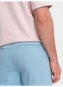 Ombre Clothing Pánské chinos šortky s džínovým lemem - modré V3 W421