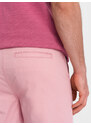 Ombre Clothing Pánské chinos šortky s džínovým lemem - růžové V8 W421