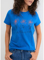 bonprix Základní tričko s potiskem (2 ks v balení) Modrá