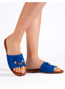 Shelvt Women's flat blue slippers