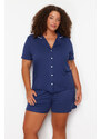 Trendyol Curve Shirt Collar Soft Button Knitted Pajamas Set