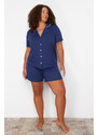 Trendyol Curve Shirt Collar Soft Button Knitted Pajamas Set