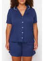 Trendyol Curve Shirt Collar Soft Button Knitted Pajamas Set