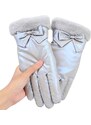 Camerazar Dámské zimní lyžařské rukavice voděodolné hmatové, šedé, polyester, 25.5 cm