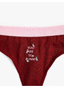 Koton String Panties with Slogan Printed and Ribbed