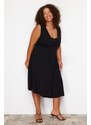 Trendyol Curve Black Single Jersey Knitted Plus Size Dress