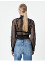 Koton Sheer Lace Blouse High Neck Gimped