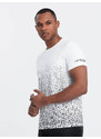 Ombre Men's cotton t-shirt with gradient print - white