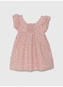 Dětské lněné šaty United Colors of Benetton růžová barva, mini