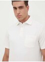 Polo tričko s lněnou směsí Polo Ralph Lauren bílá barva