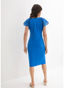 bonprix Úpletové šaty s ažurovou krajkou Modrá