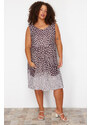 Trendyol Curve Multi Color Single Jersey Knitted Plus Size Dress