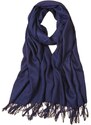 Flamenco Mystique Elegantní tmavě modrá šála se střapci, 70x200 cm, viskóza/polyester
