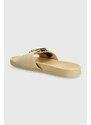 Semišové pantofle Tommy Hilfiger TH HARDWARE SUEDE FLAT SANDAL dámské, béžová barva, FW0FW07935