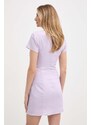Lněné šaty Armani Exchange fialová barva, mini, 3DYA07 YN3RZ