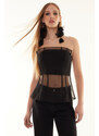 Trendyol Black Woven Corset Detailed Organza Bustier