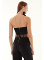 Trendyol Black Woven Corset Detailed Organza Bustier