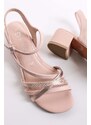 Marco Tozzi Růžové kožené sandály na hrubém podpatku 2-28223