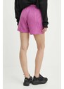 Kraťasy adidas Originals dámské, fialová barva, s aplikací, high waist, IT9718