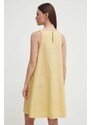 Lněné šaty United Colors of Benetton žlutá barva, mini