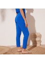 Blancheporte Pružné jednobarevné kalhoty ze vzdušného úpletu tmavě modrá 34/36