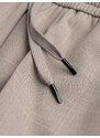 Ombre Clothing Pánské kostkované kalhoty s pružným pasem - světle šedé V1 OM-PACP-0122
