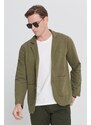 AC&Co / Altınyıldız Classics Men's Khaki Standard Fit Normal Cut Shirt Collar Cotton Knitted Blazer Jacket