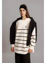 DEFACTO Regular Fit Thick Sweatshirt Fabric Crew Neck Printed Sweat Tunic