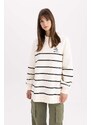 DEFACTO Regular Fit Thick Sweatshirt Fabric Crew Neck Printed Sweat Tunic