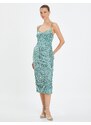 Koton Sequined Midi Pencil Dress Thin Double Strap Heart Collar