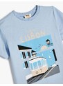 Koton T-Shirt Lisbon City Printed Short Sleeve Crew Neck Cotton