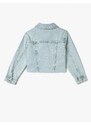 Koton Crop Denim Jacket Pocket Detailed Button Closure Cotton