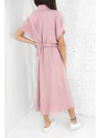 Moda Italia Růžové košilové šaty MA-233PI