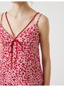 Koton Pajama Top with a Heart Print and Thin Straps V-neck