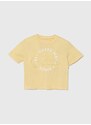 Dětské bavlněné tričko Guess žlutá barva