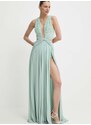 Šaty Elisabetta Franchi zelená barva, maxi, AB62142E2