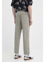 Kalhoty s příměsí lnu Abercrombie & Fitch zelená barva, KI130-4037-332