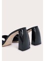 Kožené pantofle By Far Michele dámské, černá barva, na podpatku, 22FWMICHMBLP