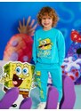 Sinsay - Tepláky jogger SpongeBob - tyrkysová