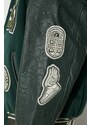 Vlněná bomber bunda A Bathing Ape Bape Patch Coach Jacket zelená barva, zimní, oversize, 1J80141058