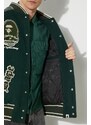 Vlněná bomber bunda A Bathing Ape Bape Patch Coach Jacket zelená barva, zimní, oversize, 1J80141058