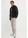Bavlněné kalhoty HUGO šedá barva, jednoduché, 50493865