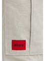 Bavlněné kalhoty HUGO šedá barva, jednoduché, 50493865