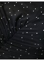 Koton Tulle Polka Dot Mini Dress Draped Detailed Round Neck Long Sleeve