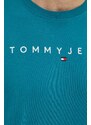 Bavlněné tričko Tommy Jeans zelená barva, s aplikací, DM0DM17993